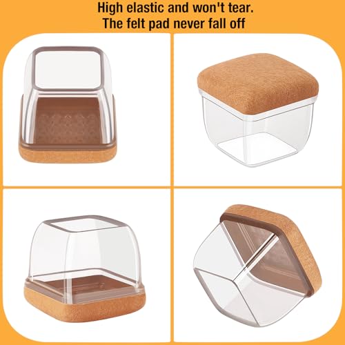 32-Pcs Square Silicone Chair Leg Floor Protectors, Thick & Durable | Protect Hardwood Floors from Scratches & Noise, Fit Dining Table & Bar Stool Legs (Fits 1-1/10" to 1-3/10") - size: L - 32 Pcs - Clear