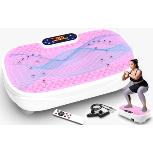 Vibration Plate Exercise Machine,Vibrating Plate for Lymphatic Drainage,Shake Plate for Weight Loss,Full Body Vibration Platform Machines for Women Men Exercise - color: Pinkwhite