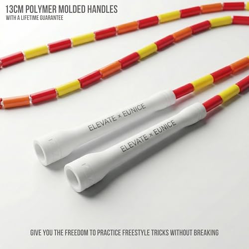Pro-Grade Beaded Jump Rope for Beginners - color: Red/Orange/Yellow/White
