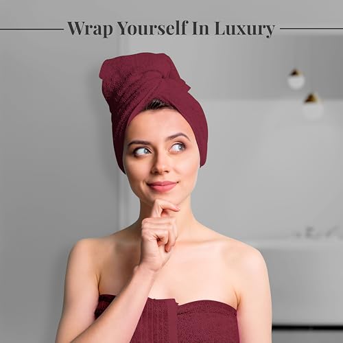 Tens Towels Pack of 8 Towels Set, 2 Extra Large Bath, 2 Hand, 4 Washcloths, 100% Cotton, Lighter Weight, Quicker to Dry, Super Absorbent, Perfect for Bathroom, Burgundy - color: Burgundy