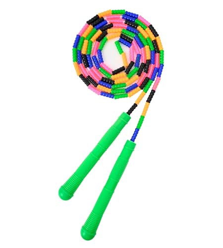 Beaded Jump Rope 1 Pack/2 Pack, ACEONE Segmented Skipping Rope for Kids Adults, Adjustable Tangle-Free Toddler Jumping Rope for Fitness Exercise Training - color: Rainbow Green