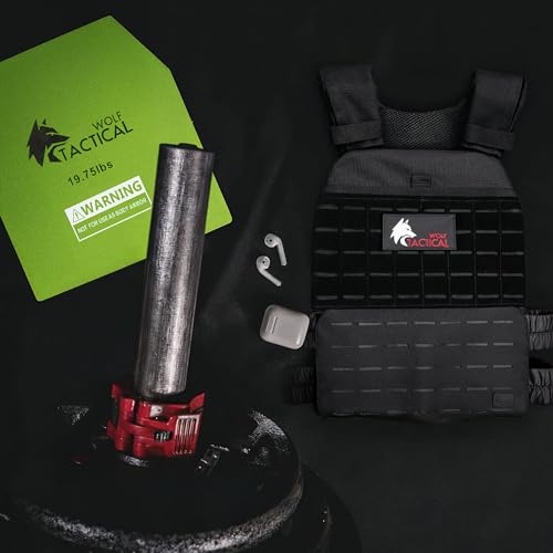 WOLF TACTICAL Weight Vest Plates - 5.75/8.75/14.5/19.75LB Pairs - WODs, Strength Training, Running, Heavy Workouts - color: 19.75LB Plates
