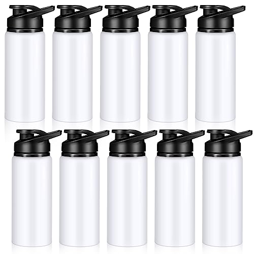CHENGU Water Bottle Bulk 20 oz Aluminum Reusable Bottles Lightweight Snap Lid Water Cups Easy Carry Leak Proof Travel Tumbler for Gym Sports Camping Hiking Fishing - color: White