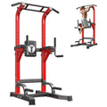 SogesPower Multi-Function Power Tower Pull Up Bar Station for Home Gym | 10-Level Adjustable Height Pull Up Bar Stand Dip Station Strength Training Workout Equipment - color: Red