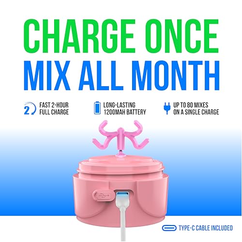 VELOMIX Electric Protein Shaker Bottle - 24 oz | USB-C Rechargeable | Leak Proof Shaker Cups for Protein Shakes | Portable Blender for Shakes and Smoothies (Electric - Pink) - color: Electric - Pink