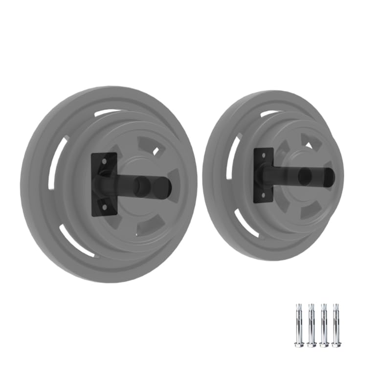 Wall Mounted Weight Plate Holder for 1" Plates, Heavy Duty Steel Powder Coated with Rubber Pads, Space Saving No Assembly Needed Tilt Up Design for Home Gym Wall Storage - size: 1 Inch & 2 Inch