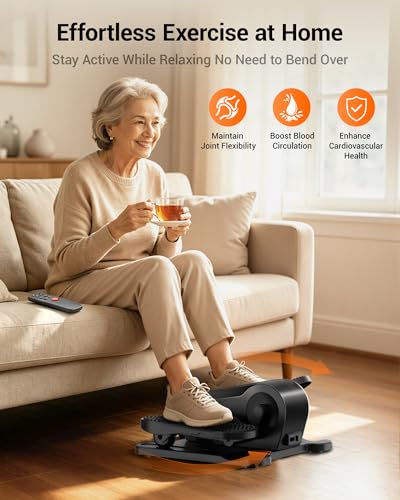 Under Desk Elliptical Machine Seated Pedal Exerciser | Quiet Leg Exerciser While Sitting, Mini Portable Leg Exercise Machine with Remote, Adjustable 12-Speeds, Manual & Auto Mode - color: Classic Black