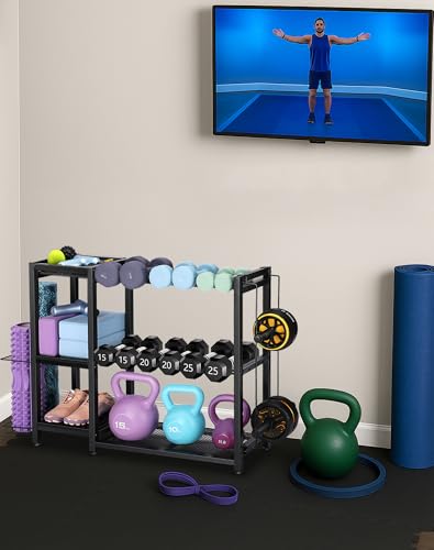 FHXZH Dumbbell Rack Stand Only - Adjustable Weight Rack for Home Gym, Heavy-Duty Weight Stand for Dumbbells Kettlebells - color: Black