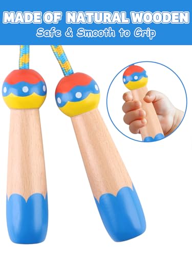 Jump Rope for Kids, Lorvain Adjustable Skipping Rope, Kids Jump Ropes with Wooden Handle for Girls Boys, Weighted Jumping Ropes for Fitness Workout Exercise Outdoor Fun Activity - color: Dark Blue-1 Pc