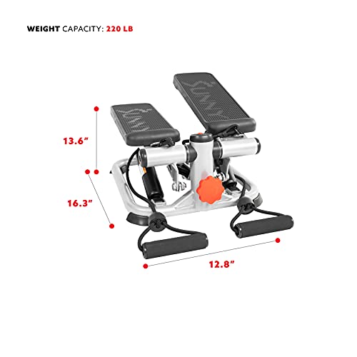 Sunny Health & Fitness Mini Stepper w/LCD Monitor & Adjustable Step Height | Fully Assembled, Stable Frame Design, Home Cardio Training, Hydraulic Stepper, Fits Everywhere, Resistance Bands Option - color: Grey