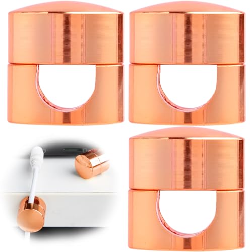 SmallCat 3 Sets Charger Holders for Cords, Rose Gold Cord Holder for Nightstand | Adjustable Metal Cable Anchor Clips, Adhesive Cable Management Wire Organizers for Desk, Office, Nightstand - color: Rose Gold Color, size: 3 Sets