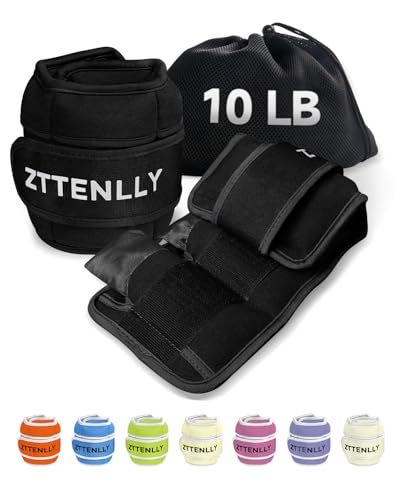 Adjustable Ankle Weights for Women Men and Kids | 1 Pair 5 10 15 18 20 Lbs Leg Wrist Ankle Weight Straps for Yoga, Walking, Running, Aerobics, Gym, Dance, Pilates, Cardio - color: Black, size: 10lb(5*2)