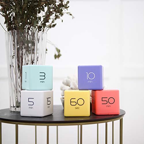 mooas Cube Timer (Mint), Flip Timer Productivity Timer, Time Management, Block Timer Kids Cube Timer Kitchen Timer Desk Timer for Studying Workout Classroom 1, 3, 5, 10 min Timer Setting - color: Mint