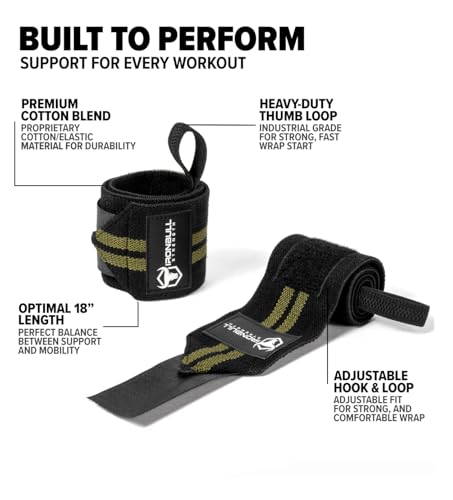Wrist Wraps for Weightlifting (USPA & IPL Approved) - 18” Premium Quality Wrist Straps for Weightlifting - Weight Lifting Wrist Wraps with Thumb Loop - Best Gym Wrist Wraps for Lifting Weights, Curls & Dips - Lifting Wrist Wraps for Bench, Powerlifting &