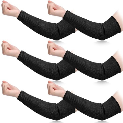 Sintege 3 Pairs Arm Protectors for Thin Skin and Bruising Cut Resistant Forearm Sleeve Level 5 Arm Burn Protection Sleeve(12.6 Inch,Black) - color: Black, size: 12.6 Inch