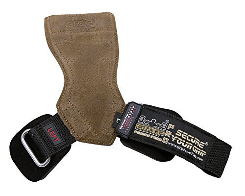 Lifting Grips PRO Weight Gloves Heavy Duty Barbell Gymnastics Straps Alternative to Power Hooks Deadlifts Adjustable Neoprene Padded Wrist Wrap - color: Brown Nubuck Leather, size: Small 5.0"-6.40" Wrist Size
