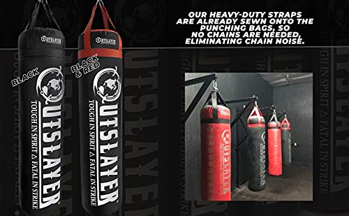 Outslayer 100 lbs Filled Heavy Bag | Custom Colors for Boxing, Kickboxing, Taekwondo & MMA Training | Made in USA - color: Black, style: With Bottom D-Ring
