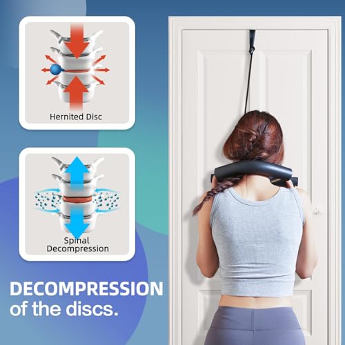 Comness Cervical Neck Traction Device for Home Use, Adjustable Neck Stretcher Strap Over Door for Pain Relief and Spinal Decompression, Restore Natural Curve of The Neck - size: Thin
