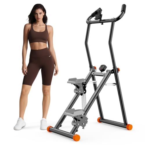 YYJO Foldable Stair Stepper 3 Adjustable Resistance Stair Climber with Handle Bar Cardio Exercise Machine for Home - color: Black Stepper with Resistance