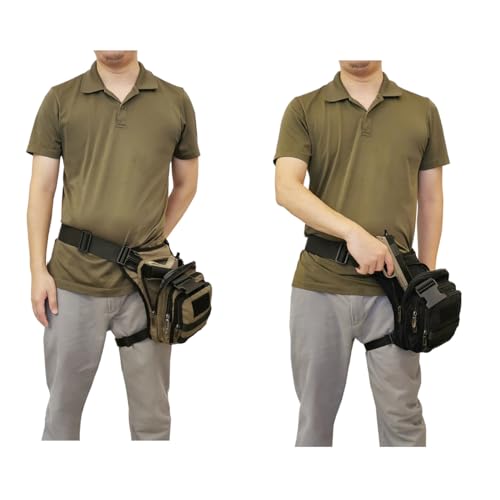 Thigh Pack, Larswon Leg Bag Thigh Pouch Bag Tactical Waist Bag Motorcycle Bag Waterproof - color: Holster- Army Green, size: Medium