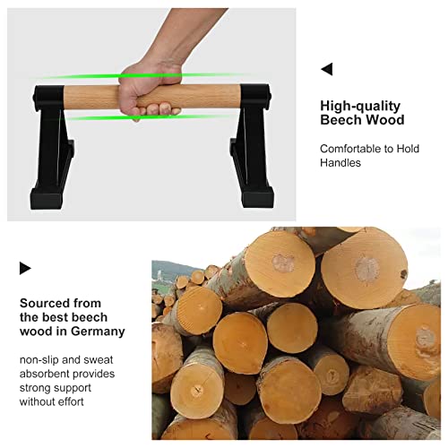 Wood push up bars Parallettes bars Anti-slip Handstand Bars for Calisthenics, Fitness, Floor workouts Solid Wood with Sturdy Metal Bracket, Support 500 lbs - color: Black