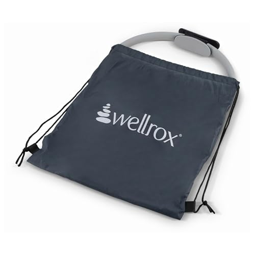 Wellrox Pilates Ring and Carrying Bag- Lightweight Magic Circle Yoga Ring- Core, Thigh and Arm Exerciser for Yoga, Pilates, Strength Training (15 inches) - color: Grey