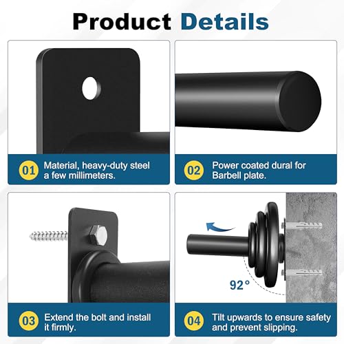EVERYMATE Weight Plate Rack, Wall Mount Weight Plate Holder for Bumper Plates, Max Weight Capacity 330 lb, Home Gym Organizer - size: 2-inch-6Pack