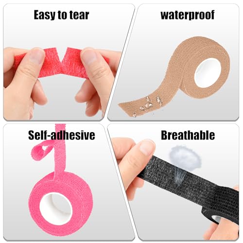 6 Pack 1 Inches Self Adhesive Bandage Wrap Breathable Cohesive Bandage Elastic Tape for Pets, Athletic, Sports, Wrist, Knee, Ankle(5 Yards Per Roll, Skin Colors) - color: Skin Color, size: 1 Inch