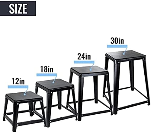Plyometric Platform Box, Plyometric Box Jump Set For Home Gym Training, Conditioning, Strength Training - color: Set of 3 Black