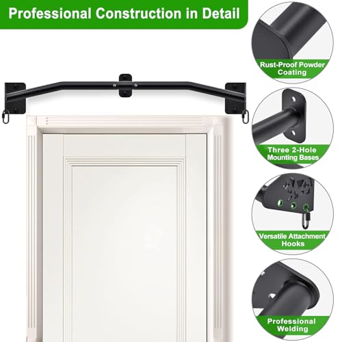 SELEWARE Heavy Duty Wall Mount Pull Up Bar, Joist Mount Chin Up Bar for Doorway, Sturdy Steel Construction, w/Resistance Band Hooks, Fits 32"/36" Wall Studs for Home Gym Strength Training - size: B: 32" x 1.3" Dia Grip