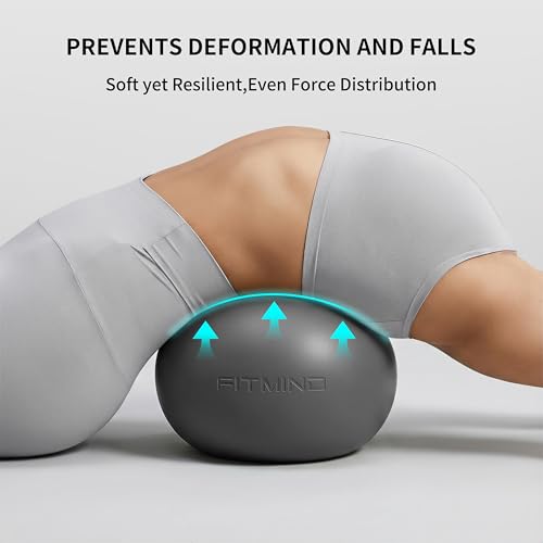 Pilates Ball 8 inch, Small Yoga Ball Extra Thick, Mini Pilates Ball with Pump, Non-Slip Surface Small Exercise Ball for Physical Therapy, Stretching, Strength & Core Training - color: Dark Gray