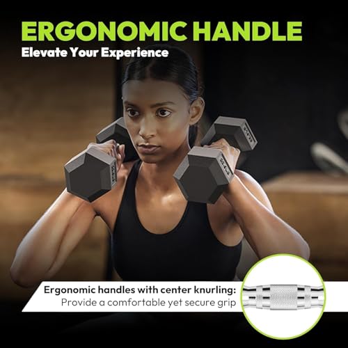 HANDBODE Hex Dumbbell Set of 2, Rubber Encased Fixed Dumbbells, 2.5-65 lb | Non-Slip Comfortable Handles, Hand Weights for Strength Training, Ideal for Home Gym Workouts - size: 4 lb, Pair, style: Chrome Handle