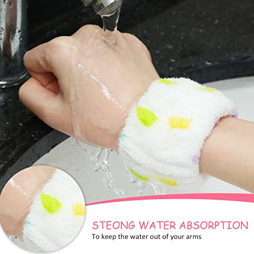 Chuangdi 4 Pairs Wrist Bands for Washing Face Wrist Spa Microfiber Wash Towel Band Scrunchies Absorbent Wristbands Sweatband for Women Prevent Liquid from Spilling(Brisk Colors) - color: Brisk Colors