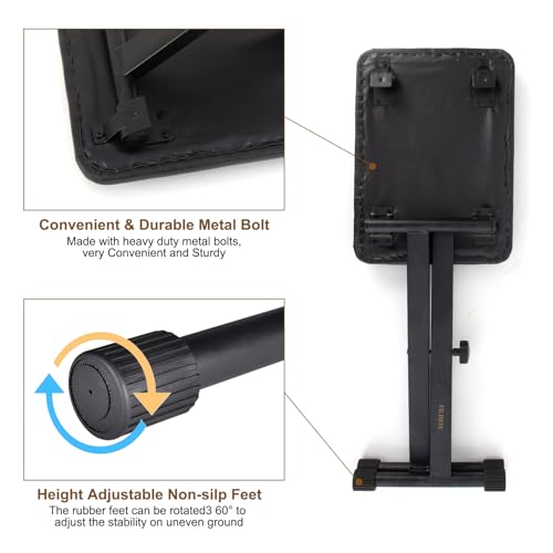 Keyboard Bench X-Style Height Adjustable Padded Cushion Foldable Stool Portable Seat Keyboard Chair for Keyboards Piano Guitar (Black) - color: Black