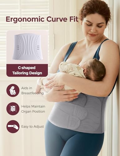 Momcozy Ergowrap Postpartum Belly Band for C-Section Recovery, Abdominal Binder with 3D Lifting & Ergonomic Back Support - color: Standard - Gray, size: Standard Large