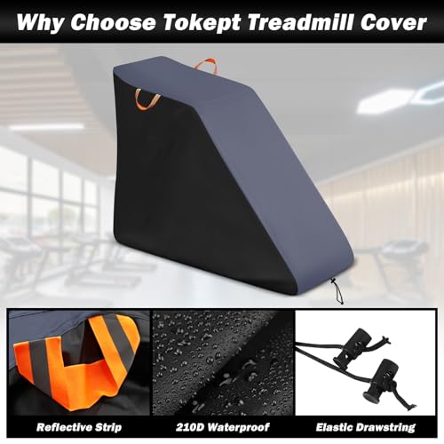 Treadmill Cover Waterproof Dustproof Running Machine Cover Exercise Workout Equipment Protective with Reflective Strips for Home Gym Indoor Outdoor