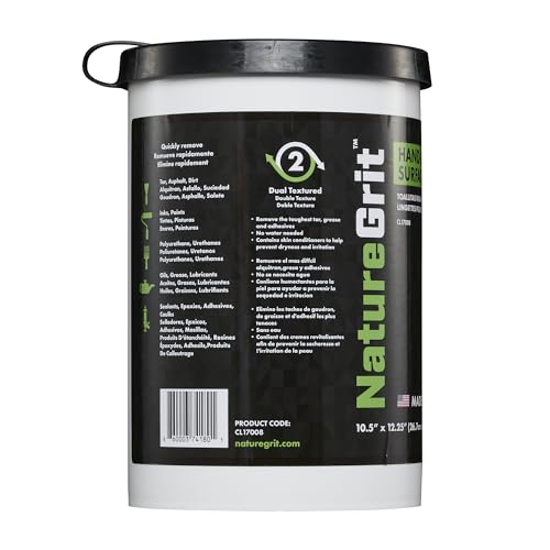 NatureGrit Hand & Surface Wipes: Mechanic Cleaning & Degreaser Sheets, Grime Removal, Hand Cleaner Towels for Mechanics, Workshop Use (Box of 6 canisters, 72ct/canister)
