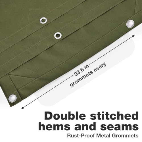 Winpull Heavy Duty Canvas Tarp 6x8 ft, 12oz (350 GSM) Cotton Canvas Water-Resistant Tarp with Rustproof Grommets, Tear-Resistant Outdoor Cover for Wood Piles, Camping, Trailer & Equipment - color: Olive Green, size: 6'x8'