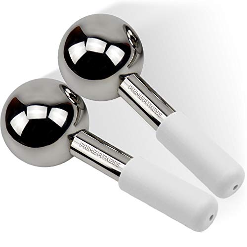 Ice Globes for Facials | Unbreakable Steel Cooling Roller | Cryo Sticks for Face | Massager for Face Neck & Eyes | Skin Care for Dark Circles, Puffiness, Wrinkles, Collagen Production (White) - color: White