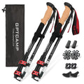 GPTCAMP Walking Sticks,Trekking Poles Collapsible Hiking Poles,Lightweight Folding Travel Walking Pole for Men Women,2pc Adjustable Hiking Stick with EVA Foam Grips for Backpacking - color: Red
