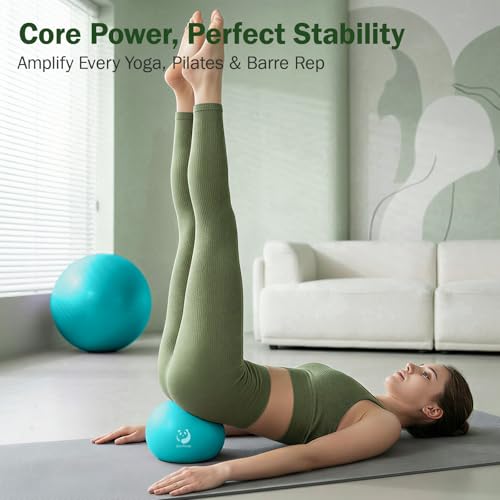 Slim Panda Pilates Ball, 9 Inch Small Exercise Ball, Anti Burst Mini Yoga Ball for Stability, Workout, Barre, Core Strength, Physical Therapy, Balance, Stretching - color: Lake Blue