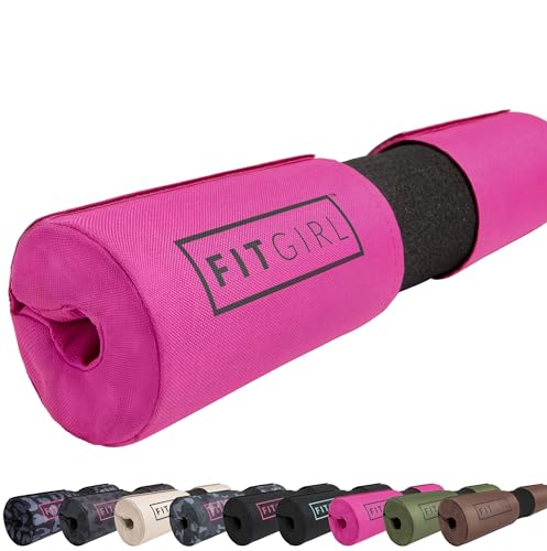 FITGIRL - Squat Pad and Hip Thrust Pad for Leg Day, Barbell Pad Stays in Place Secure, Thick Cushion for Comfortable Squats Lunges Glute Bridges, Olympic Bar and Smith Machine - color: Pink (Deluxe)