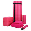 BalanceFrom 7-Piece Yoga Set with 71x24x1 Inches Extra Thick Mat and Carrying Sling – Includes 2 Blocks, Stretch Strap, 2 Towels, and Knee Pad for Home, Studio, and Gym Workouts - color: Pink