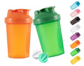 ANNAKIKI Shaker Bottle Protein Shakes and 13.5-OZ/400ml Shaker-Bottle with Whisk Balls,BPA-FREEE plastic (Orange+Green(2PCS))