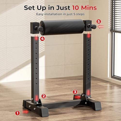 BODYRHYTHM Bulgarian Split Squat Stand, Single Leg Squat Roller Stand with 9 Adjustable Roller Heights for Squats, Leg Lunges, Lower Body Training. - color: Black