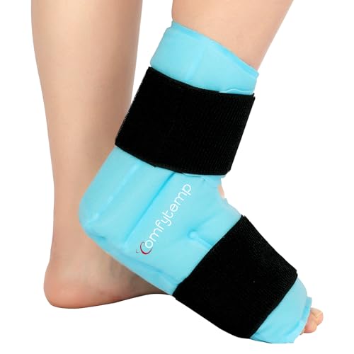 Comfytemp Ankle Foot Ice Pack Wrap for Plantar Fasciitis Relief, FSA Eligible HSA, Ankles Brace for Sprain Pain, Heel Spur, Swelling, Achilles Tendonitis, Hot Cold Gel Ice Pack for Injuries Reusable - color: Blue, size: Large