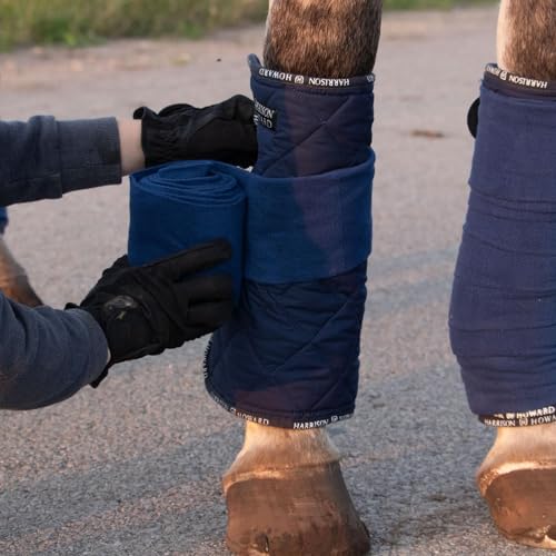 Harrison Howard Quilted Horse Leg Wraps, Standing Wraps for Horses Stable & Recovery, Soft Padded Horse Bandage Liners-Navy M - color: Navy, size: Medium