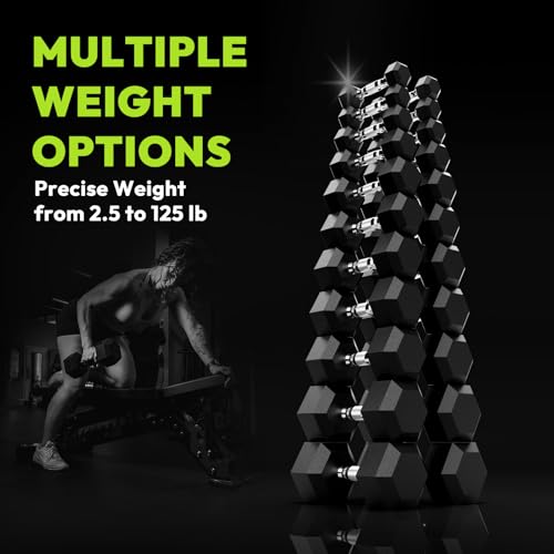 HANDBODE Hex Dumbbell Set with Vertical Storage Rack, 100–550 lb | Non-Slip Handle Design for Secure Grip, Rubber Encased Dumbbells, Hand Weights for Strength Training and Home Gym - style: 15 lb, Pair