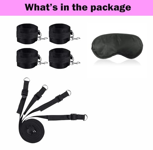 Sex Resistance Bands Bed Restraints for Ankles and Wrist Bar Straps for King Queen Sized Bed Under Bed Women Men Sex Sexy Fuzzy Handcuffs Hand Cuff Set for Adults Grownups Bedroom Bracelets Sweater