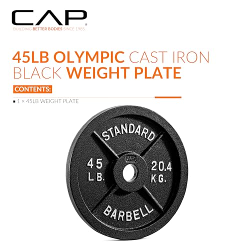 CAP Barbell 2-Inch Olympic Weight Plate | Multiple Options - size: 45 lb - Single, style: Classic - Black